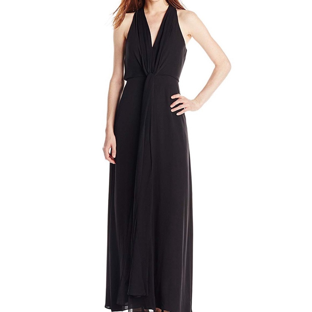 NWOT BCBGMaxAzria Mara Black Halter Evening Gown Sleeveless Womens XXS Classic